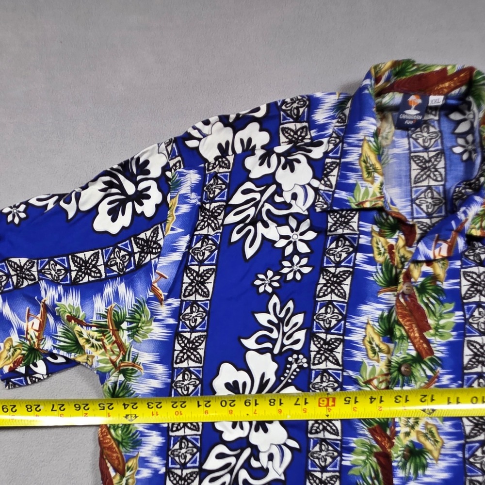 Caribbean Fun shirt Mens XXL Blue Floral Print Hawaiian Aloha - Picture 5 of 8